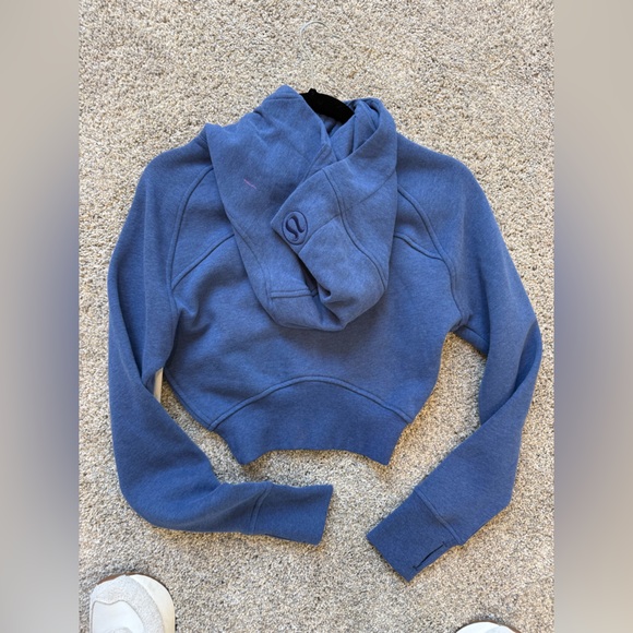 NWT Lululemon Scuba Cropped Full-Zip Hoodie Heathered Obsidian Blue Size 2 - Picture 8 of 12
